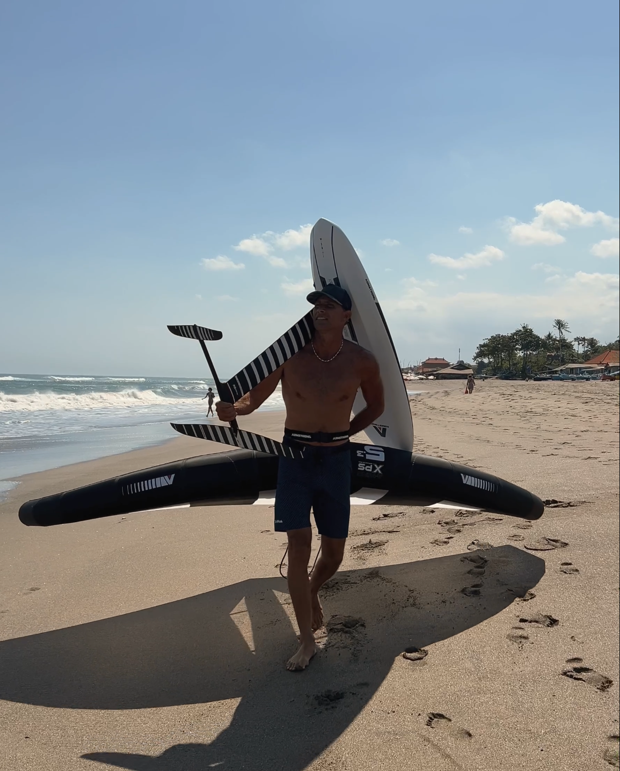 Sky with foil board on the beach
